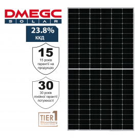 Монокристаллическая солнечная двухсторонняя панель DMEGC DM465G12RT-G48HBW INFINITY-RT n-type Bifacial